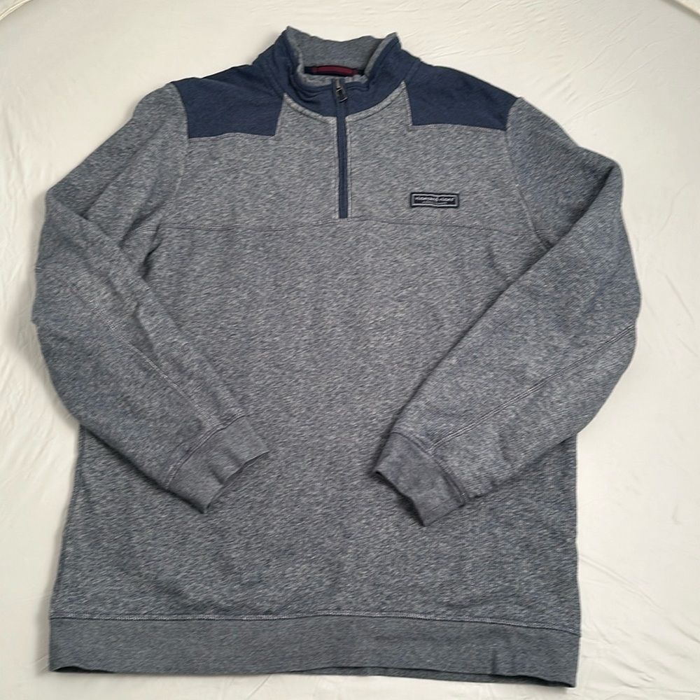 Vineyard Vines Shep Shirt heather blue quarter zip pullover
